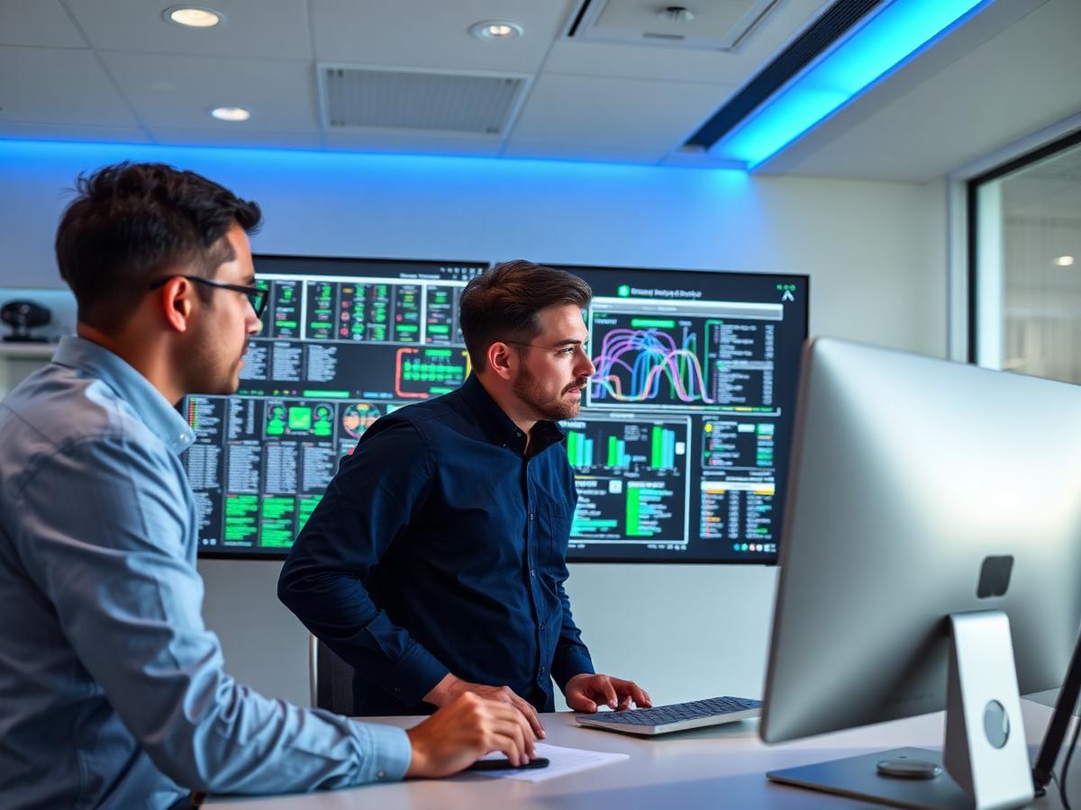 OXO Systems engineers reviewing network monitoring dashboards